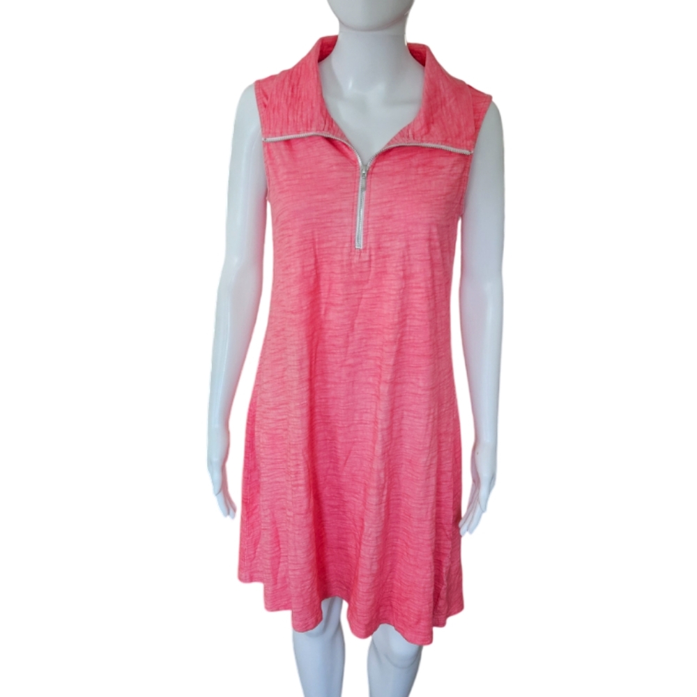 Lulu-B Pink Sleeveless Zip Collar Tennis Swing Dress Athleisure Small